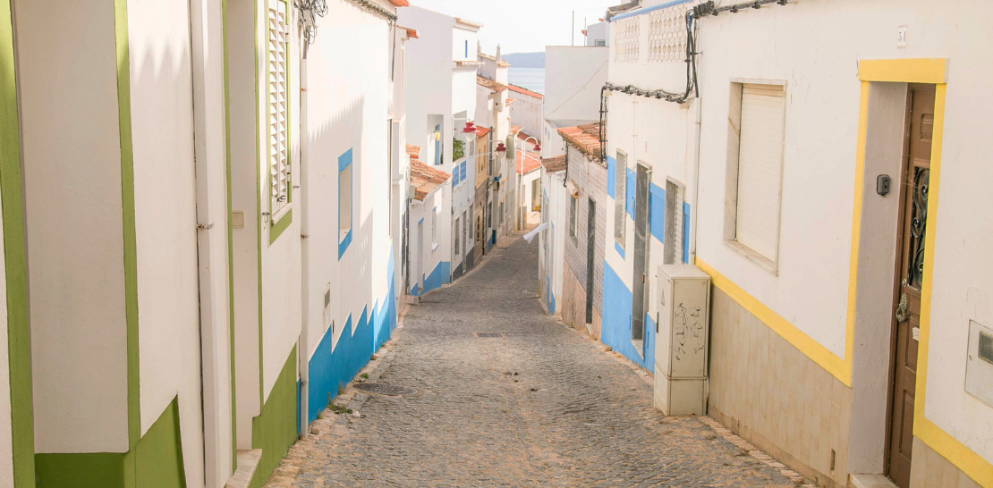cobbled streets in salema portugal